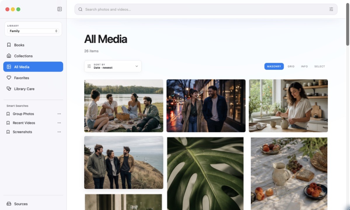 Anthora displaying a photo library from local folders