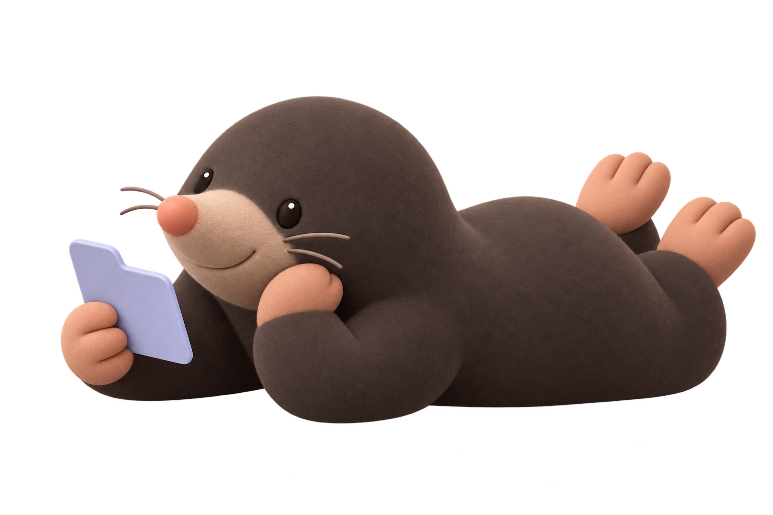Mole reclining and reading a saved tab