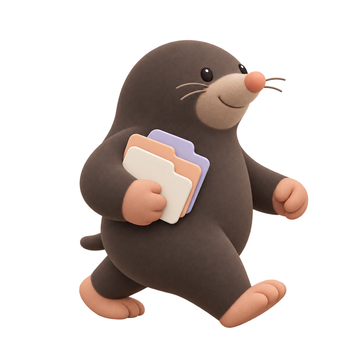 Mole walking with tabs under one arm